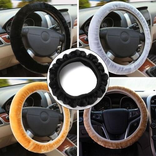 Universal Mesh fabric Steering Wheel Plush Car Steering Wheel Cover Set Warm Soft Fuzzy Plush Winter Car Accessories Interior