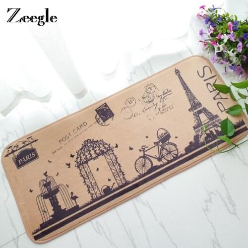 Zeegle Welcome Doormat Entrance Mat Hallway Tower Printed Anti-Slip Floor Mat Area Rugs Front Door Mat Bathroom Carpet