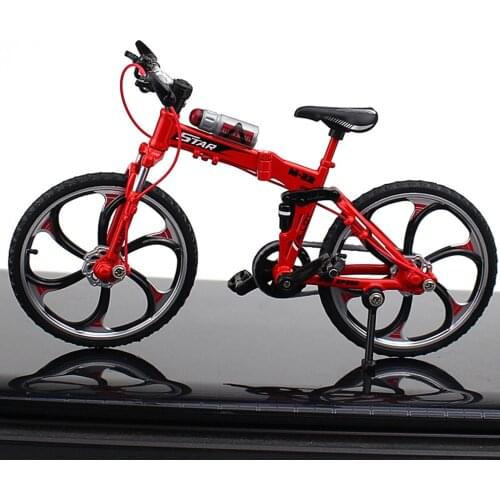1:10 Scale Alloy Bicycle Velodrome Mountain Foldable Bike Model Crafts Racing Cycling Toy Home Decoration Birthday Gifts - Red