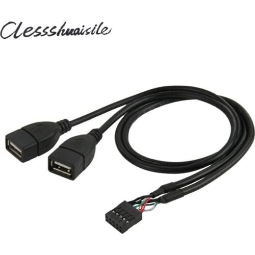 10 Pin Motherboard Female Header to Dual USB 2.0 Female Adapter Cable 50cm 0.5m