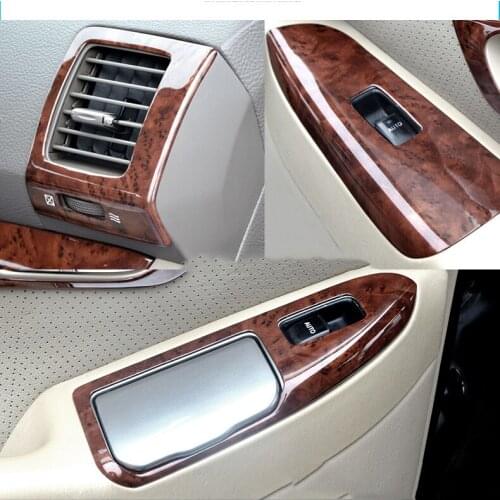 24 PCS 3D Wooden Color Dash Board Cover Interior Mouldings For Toyota Land Cruiser Prado Accessories 2003-2009 Years