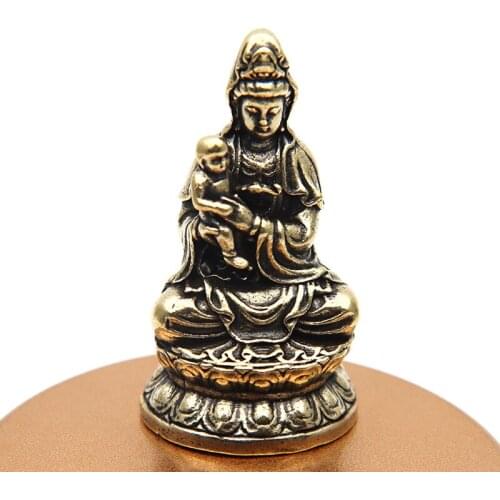 Antique Bronze Guanyin Bodhisattva Buddha Statue Ornaments Copper Buddhas Sculpture Miniatures Figurines Home Decorations Crafts