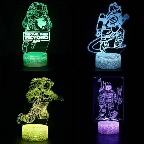 Astronaut Fireman 3D Night Light Desktop Decoration Boy Girl Holiday Gift Decoration Memorial Bedroom Table Lamp Christmas