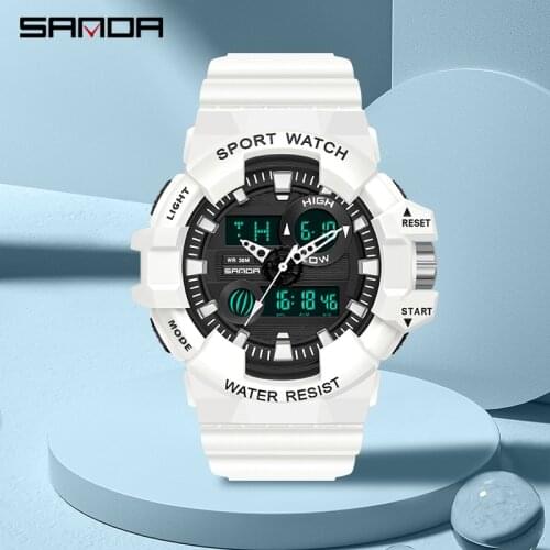 SANDA 2021 Men Military Watches G Style White Sport Watch LED Digital 30M Waterproof Watch S Shock Male Clock Reloj de hombre