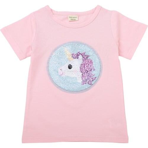 Explosions childrens wear 19 summer new girls short sleeve T-shirt stereo pattern in childrens cotton short T