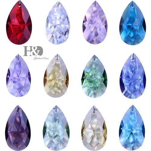 H&D 38mm Multi-color Crystal Prisms Suncatcher Drop Hanging Ornament Feng Shui Faceted Decorating Crystal Grid Prisms,Pack of 12