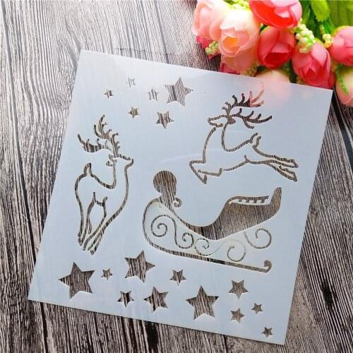 Scrapbooking tool card DIY album masking spray painted template drawing cake stencils laser cut templates Christmas deer ST05