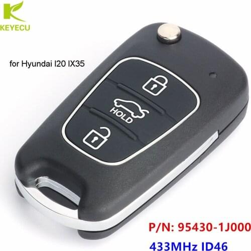 KEYECU Replacement Upgraded Flip Remote Key Fob 433MHz ID46 for Hyundai I20 2008-2012 iX35: 2008 > P/N: 95430-1J000