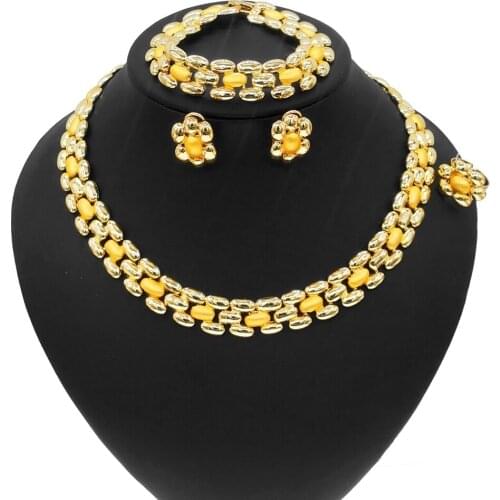 Yulaili Classic Sun Flower-Shaped Earrings Rings Jewelry Suit And Trendy Fashion Girls And Women Wear Must-Have Jewelry Suits