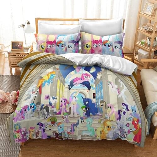 Cartoon Kids Pony Bedding Set Unicorn Bed Linen Quilt Duvet Cover Sets Home Decor Single Queen King Size Gift Cute Flying Horse