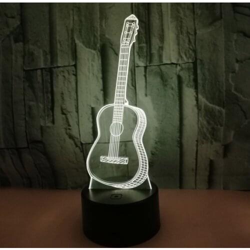 Creative LED Night Light 7 Color Changing 3D Guitar Shape Touch Lamp Decorative 11UA