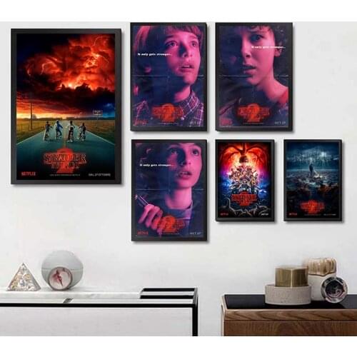 Buy 3 get 4 (Home Decor) (Wall Stickers) Film poster Stranger Things season 2 Decorative wall sticker for home use