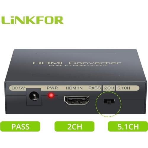 LiNKFOR 4K HDMI Audio Extractor 1080P Full HD 3D HDMI to Optical Spdif Toslink Converter Digital to Analog Stereo R/L Audio
