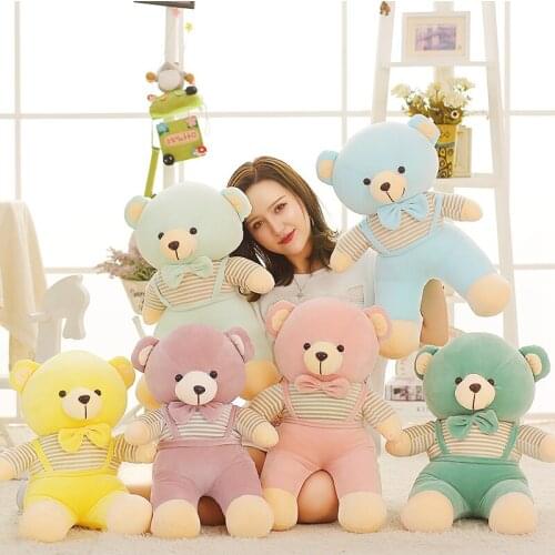 Lovely New 45cm/55/65/85cm Stuffed Plush Toy Large Stripes Cloth Light Brown Teddy Bear Soft Doll Hugging Pillow Christmas Gift