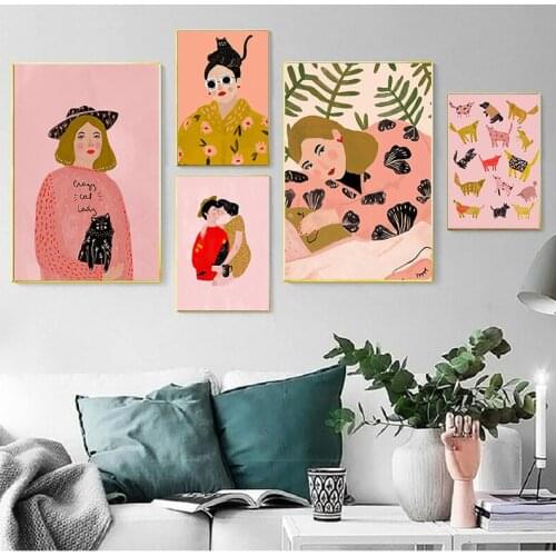 Fashion Glasses Girl Lover Animals Wall Art Canvas Painting Nordic Posters And Prints Wall Pictures For Girl Room Bedroom Decor