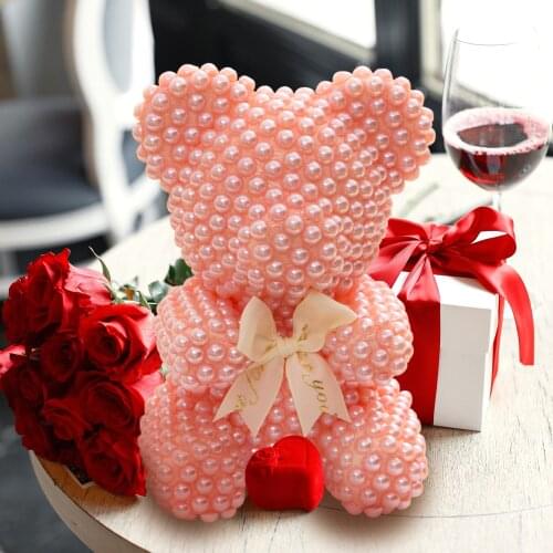 Cartoon Pearl Bear Valentines Day Gift Gift Christmas Holiday Birthday Gift New Year Rose Bear With Gift Box
