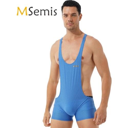 Mens Lingeire Wrestling Singlet Bodysuit Fitness Sportswear Stretchy Sleeveless Skinny Jumpsuit Leotard One-piece Playsuits