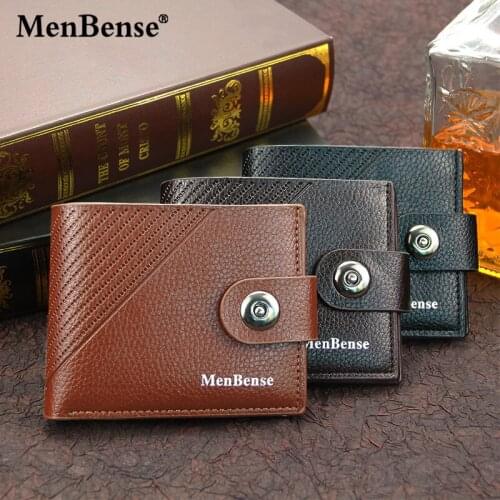 MenBense New Card Holder Letter Print Hasp Short Wallets Money Bag Vintage Men Purse Handbag Clutch Bag Change Pocket