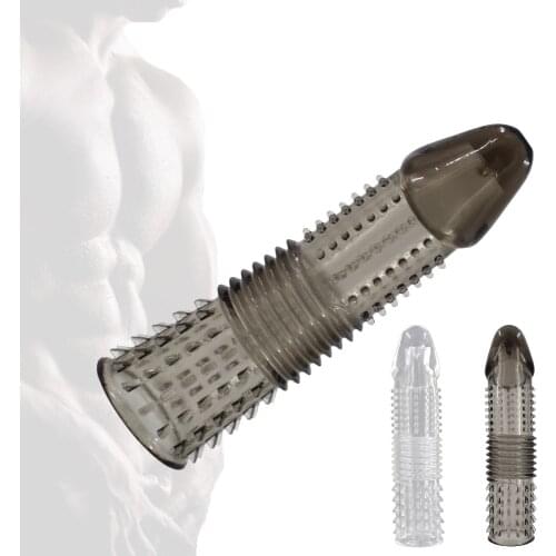 Penis Sleeve For Male Cock Extend Spike Sleeve For Delay Ejaculation Reusable Condoms Cock Penis Cover Penis Extender Dildo Toys