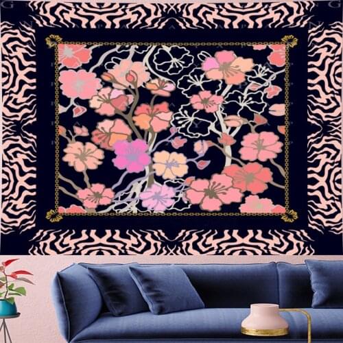 Nordic Style pink leopard macrame Tapestry Vintage flower Tapestries Retro farmhouse decor Wall Hanging boho decor home decor