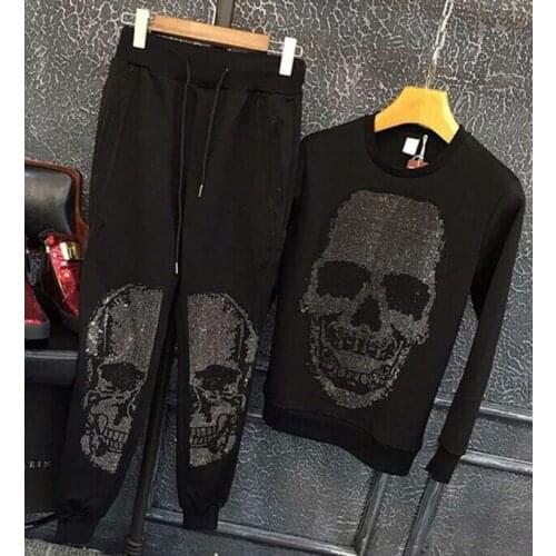 2020 Newest Mens tracksuit Autumn Winter Man Hot drill flim fit design Men Casual men sets Rhinestones