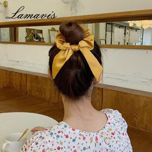 2020 New Head Rope Retro Gentle And Elegant Bow Wild Hair Band Rubber Band Korean Ponytail Rubber Band Streamer Hair Rope