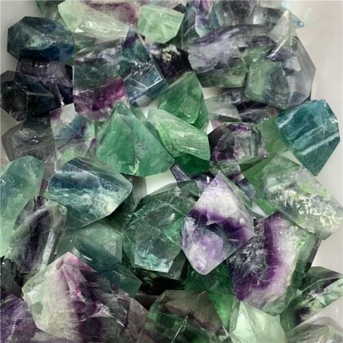 New arrivals natural rainbow fluorite polished gemstone faceted reiki healing crystals irregular tumbled stone for meditation