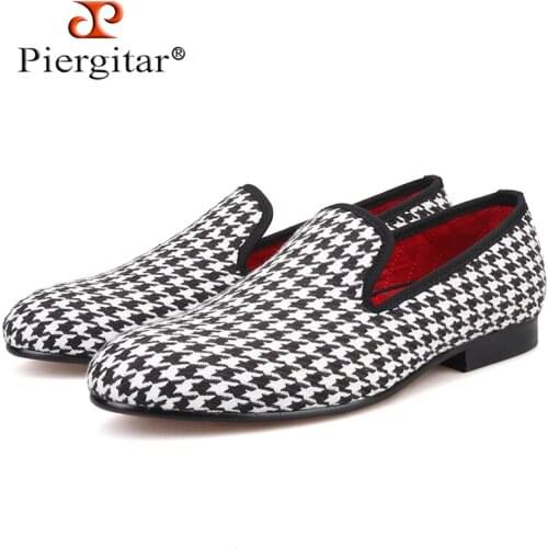 Piergitar New Swallow gird cotton fabric Handmade men dress shoes simple and gentleman style mens loafers fashion mens flats