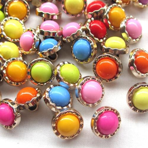 NEW 20pcs 13mm Mix Beads Buttons Gold Edges Sewing Craft Back Holes