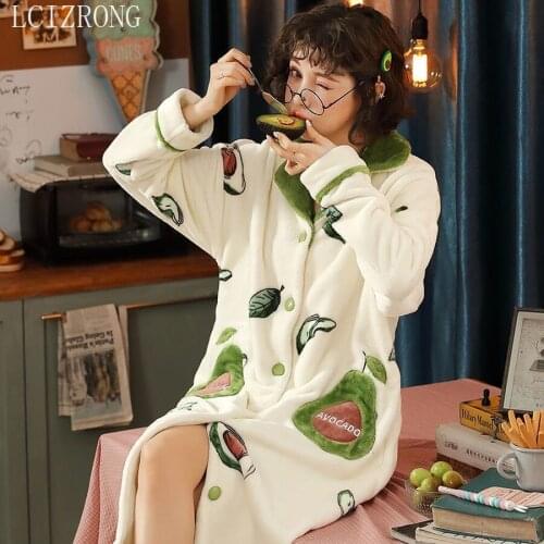 Cartoon Bath Robe Womens Soft Sleepwear Winter M-2XL Night Gown Spring Girl Pajamas Autumn Warm Cute Home Nightdress