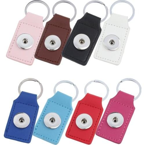 JaynaLee 8 Colors Leahter Snap Charm Keychain Jewelry Bag Charm fit 18mm or 20mm Ginger Snaps for women Handbag gift GJK8034