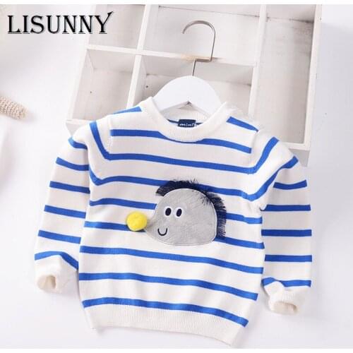 Toddler Boys Sweater Children Knitted Pullover Clothes 2021 Autumn Cartoon Baby Child Cotton Striped Infant Baby Sweaters 0-6Y