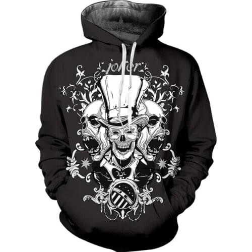 IFPD EU/US Size Joker Skull 3D Printed Hoodies Sweatshirts Unisex Hooded Pullover Brand Quality Tracksuits Coats Fashion Outwear