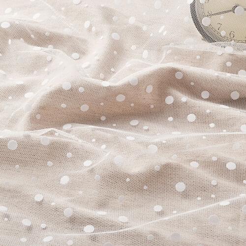 1Yard 150cm Wide White Flocked Polka Dot Mesh Lace Fabric For Girls' Tulle Dress Wedding Garment Sewing Decorative Net Fabric