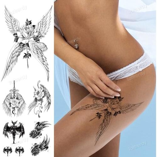 Waterproof Temporary Tattoo Sticker Wing Angel Flash Tatto Body Art Arm Water Transfer Fake Tatoo Men Women Back Leg Waist