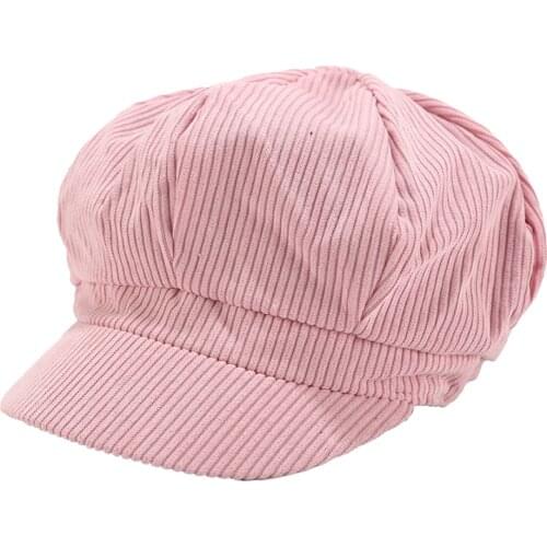 Liva girl Vitange Octagonal Cap Corduroy Newsboy Hat Autumn Winter Berets Men Women Dome Sweet Lovely Casual Solid Color Warm