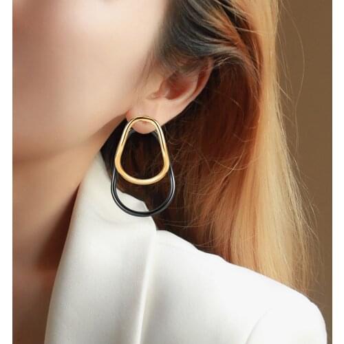 New Korean Statement Earrings For Women 2020 Fashion Trendy unusual Earring Black Gold Geometric Drop Earings Female Jewelry