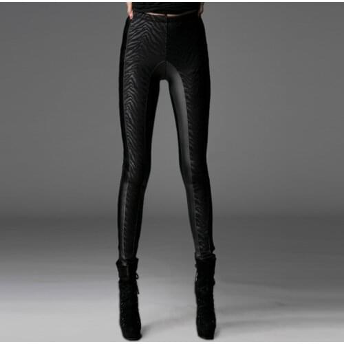 Steampunk Winter Plus Velvet Lace Decoration Warm Women Leggings Black Color Sexy Stitching Capris Slim Fit Long Pants Trousers
