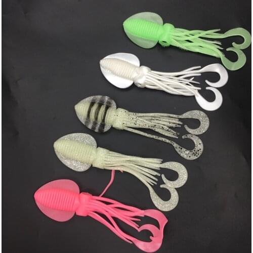 10Pcs*12cm/15cm/18cm Fishing Soft Lure Luminous Squid Jig Fishing Tuna Lure Octopus Skirt Sea Fishing Wobbler Bait Troll Leurre