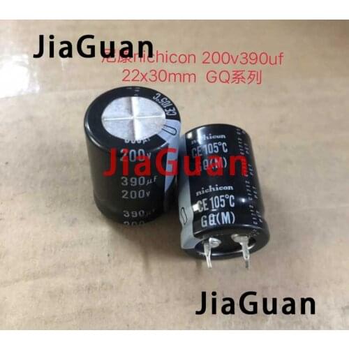 10pcs NICHICON GQ 200V390UF 22x30mm electrolytic capacitor 390uF/200v CE 105 degrees High frequency low resistance 390uf 200v