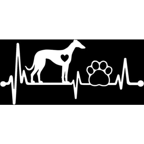 16.1CM*7.3CM Whippet Heartbeat Lifeline Dog Paw Vinyl Black/Silver Car Sticker C22-1107
