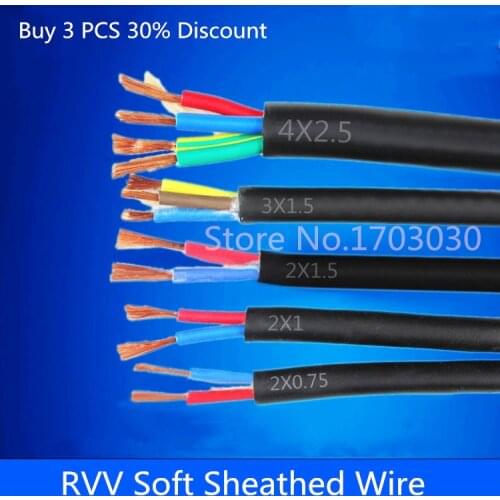 20/22 AWG 0.3/0.5MM^2 RVV Power Supply 2-16 Wire and Cable Copper Cable Electric 1M