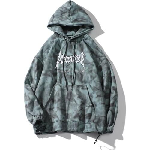 2021 Kpop Simple Letter Print Tie Dye Mens Hip Hop Hoodies Pullover Long Sleeve Oversized Top Women Hooded Sweatshirt Haut Femme