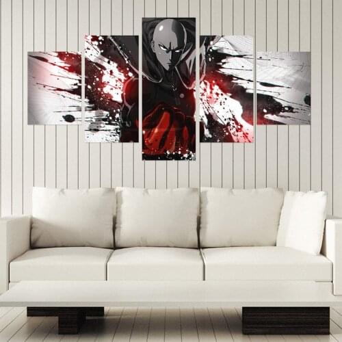 5 Piece Wall Art Canvas Anime Manga One Fist Man Figure Posters Modular Pictures Home Decor Living Room Decoration Paintings