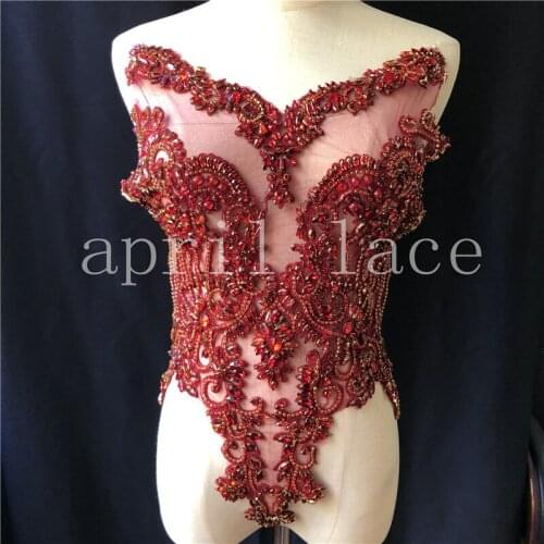 April 2021 stock Mia0052 # red color hand made stone beads luxury front cutting accessory for wedding bridal /fashion designer