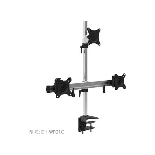 15"~27" Triple Screen Monitor Holder Full Motion Aluminum Alloy Desktop Clamping/ Grommet Triple Display Mounting Bracket