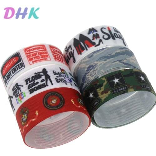 DHK 50yards navy army slay floss Printed Grosgrain Ribbon Accessory Hairbow Headwear Decoration DIY Wholesale OEM S1232
