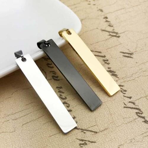 FOXCRAFT Custom Square Strip Pendant Necklace Long Bar Engraved Name Word Bar Statement Link Chain Dog Tag Bar Customize Jewelry