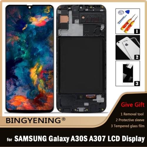 For Samsung Galaxy A30s A307 A307F A307G A307YN Full LCD Display Screen Touch Digitizer Assembly with Frame Replace
