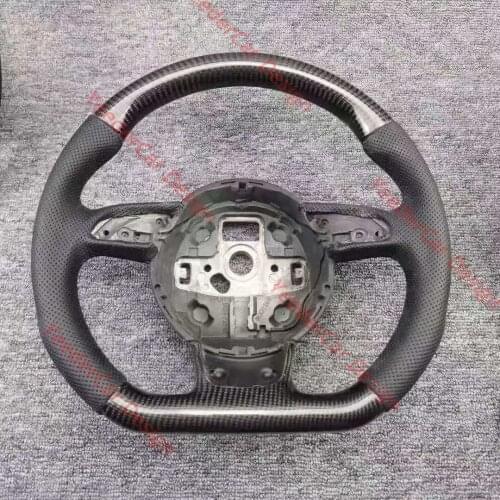 Gloss Carbon Fiber Sports Shape Steering Wheel Alcantara Leather compatible for Audi A3 A4 A3 RS3 RS4 RS5 2012-2017